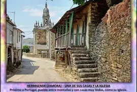 HERMISENDE (ZAMORA) â€“ UNA DE SUS CASAS Y LA IGLESIA
