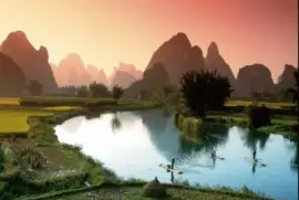 Chine Yunnan coucher de soleil