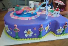 Cute Mermaid Pool Party Cake