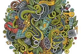 hand drawn Electric cars illustration