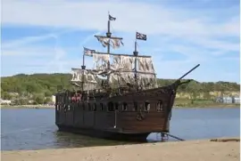 pirate-ship  vessel, real-life houseboat.