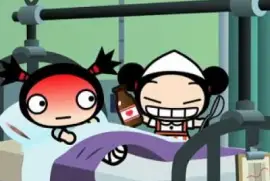 pucca quiere que garu tome su medicina pucca