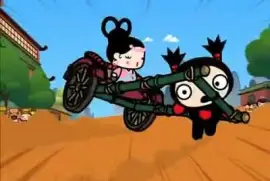 garu empieza a resbalarse por el piso pucca