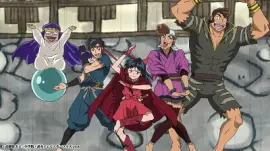 moroha posa con otros cazarrecompenzas hanyo no yashahime