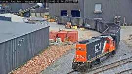 CN-9604 switching hopper cars at Waupaca,WI/USA fa