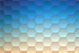 blue and yellow honeycomb