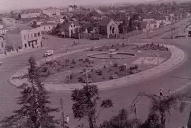 Vista parcial de Erechim em 1955. Praça da Bandeir