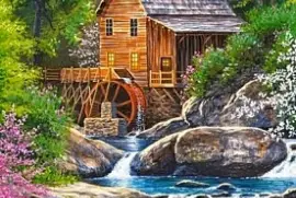 Aquarelle moulin à eau