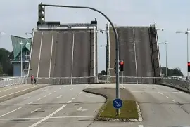 Open drawbridge in Kappeln, Germany