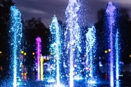 Water Fountain With Lights At Night