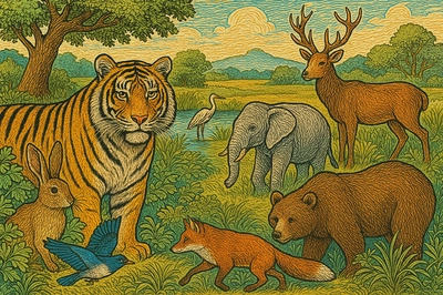 Obra maestra de animales dibujada con tinta