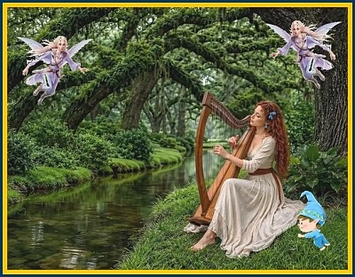Harpe et Elfes en forêt