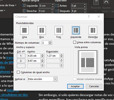 Columnas en word
