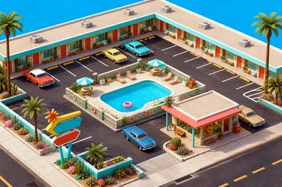 Isometric Motel Court(grok)