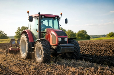 Red Tractor Plowing(grok)