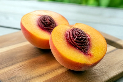Halved Ripe Peach(grok)