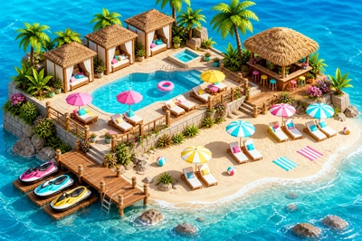 Isometric Resort Beach(grok)
