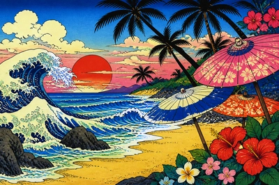 Ukiyo Seaside Break(grok)
