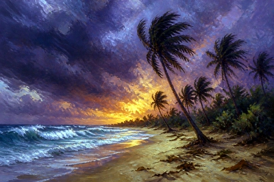 Evening Bent Palms