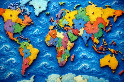 Wooden Continent Puzzle