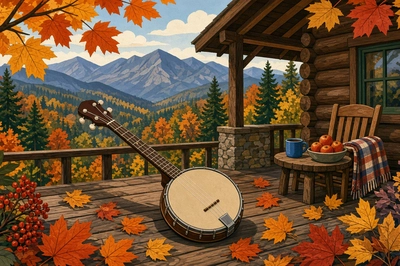 Gouache Cabin Banjo