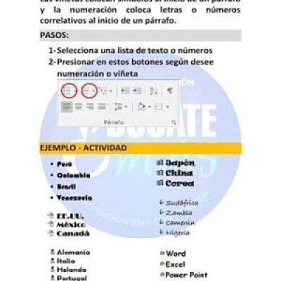 Numeración y Viñetas en Word