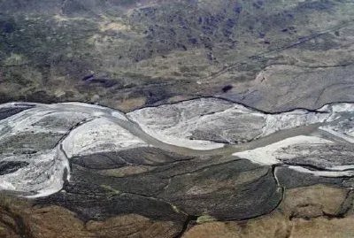 Braided River and road scars in summer jigsaw puzzle