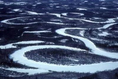 Yukon Flats Frozen Wetlands - Vista aérea