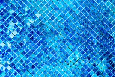 Fondo de mosaico azul, patrón transparente de azulejo de vidrio