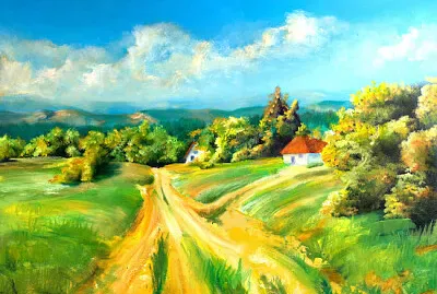 Pittura di paesaggio estivo