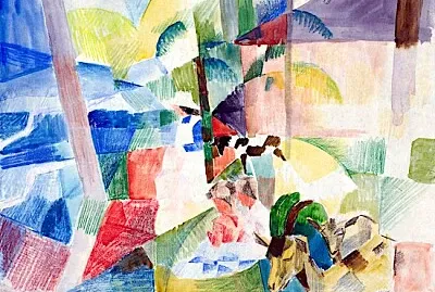 Paisaje con niños y cabras