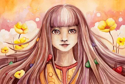 絵画の女の子の顔