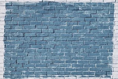 Blue rectangle on a white brick wall jigsaw puzzle