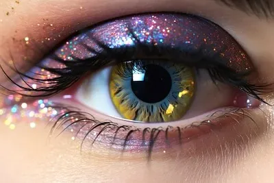 女人閃閃發光的眼睛