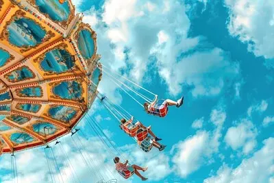 Swinging Ride at an Amusement Park