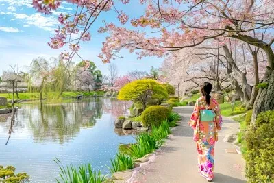 Japansk körsbärsblomningsträdgård