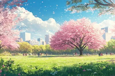 Cerezo en flor en el parque