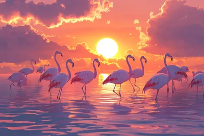 Flamencos bailando al atardecer