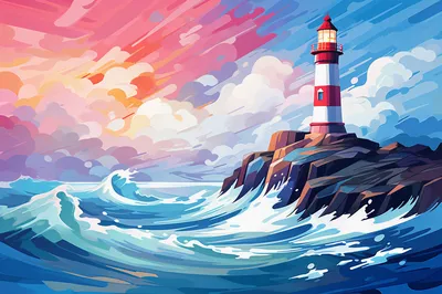 Lighthouse Amidst the Waves jigsaw puzzle