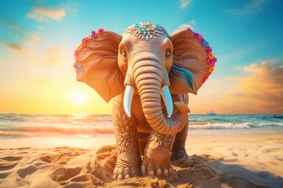 Giornata dell'elefante in spiaggia