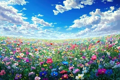 Lebendiges Feld mit Wildblumen