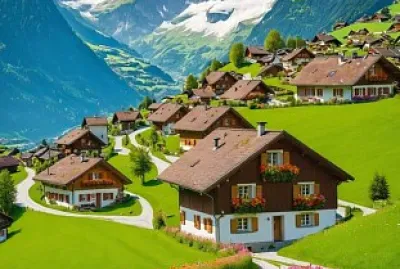 Swiss mountain village jigsaw puzzle