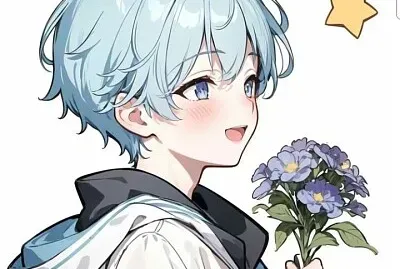 Chico anime pelo azul