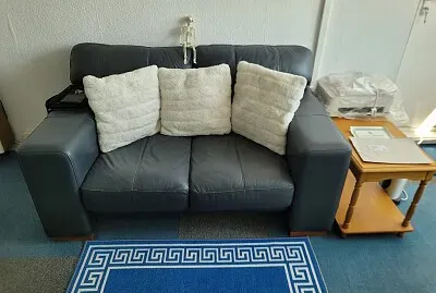 Leather sofa.