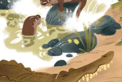 Otters and Alligator