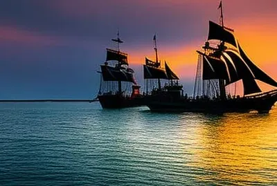 Pirate Ships at Dusk