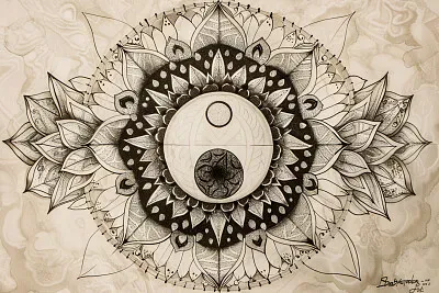 Yin Yang Lotus Mandala jigsaw puzzle