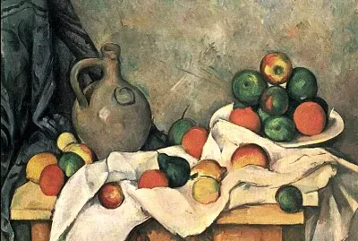 Cezanne rideau cruchon et compotier