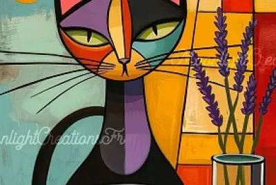 Abstract Cat with Coffee