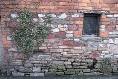 Old stable wall, hayloft above